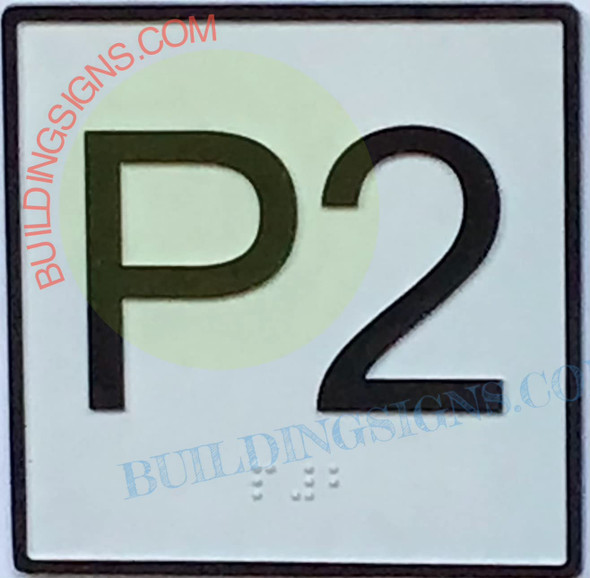 Elevator Floor Number P2 Sign- Elevator JAMB Plate Floor P2 SIGNAGE