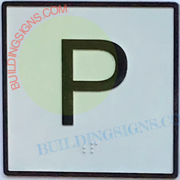 SIGN Elevator Floor Number P Sign- Elevator JAMB Plate Floor P
