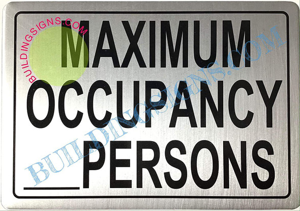 MAXIMUM OCCUPANCY PERSONS SIGN
