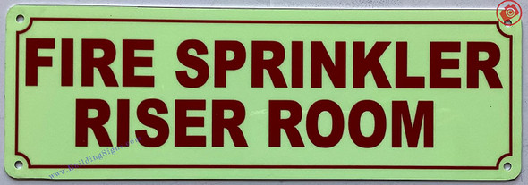 Photoluminescent FIRE SPRINKLER RISER ROOM Signage