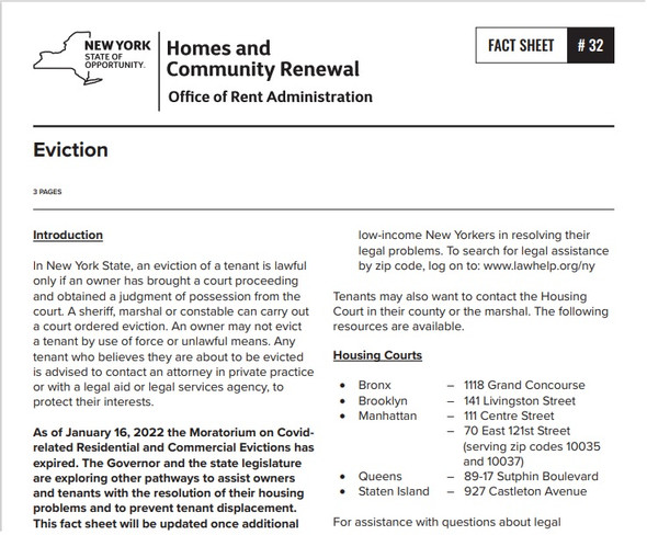 Fact Sheet #32: Eviction