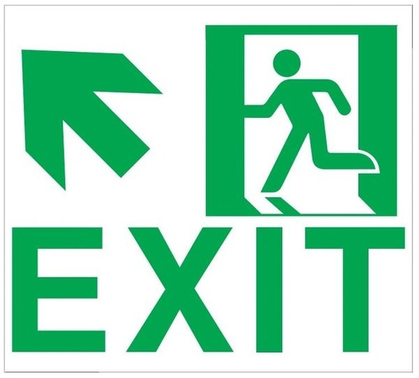 Exit Sign-UP Left -Adhesive Sign !! (Glow in The Dark Sign ...