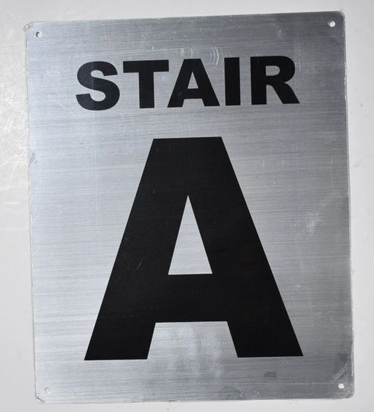 FLOOR NUMBER SIGN - STAIR A SIGN - SILVER - Monte Rosa Line