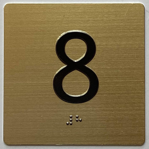 8TH FLOOR Elevator Jamb Plate Signage With Braille and raised number-Elevator FLOOR 8 number Signage  - The sensation line