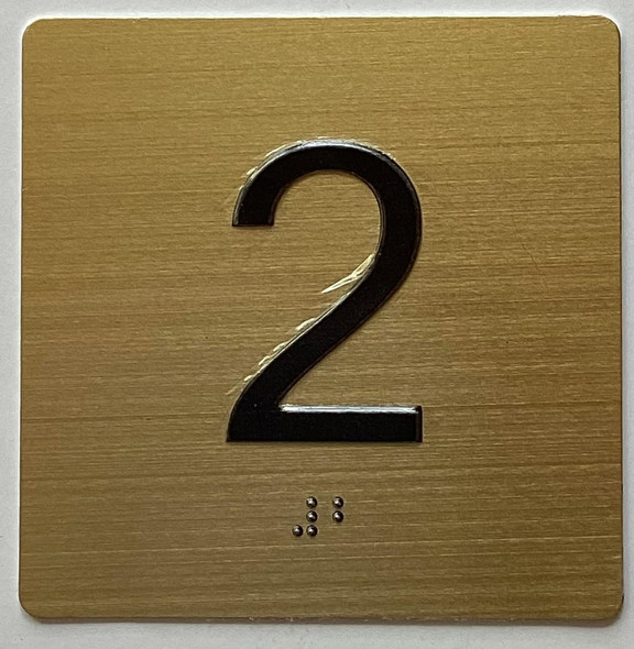 2ND FLOOR Elevator Jamb Plate sign With Braille and raised number-Elevator FLOOR 2 number sign  - The sensation line