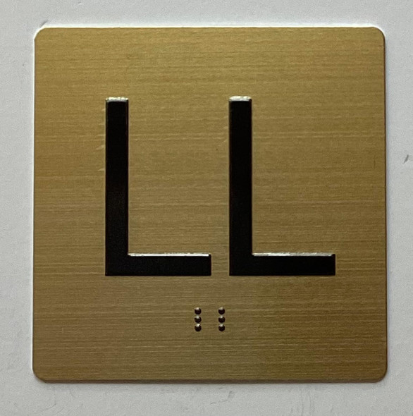 LL Elevator Jamb Plate sign With Braille and raised number-Elevator LOWER LEVEL floor number sign  - The sensation line