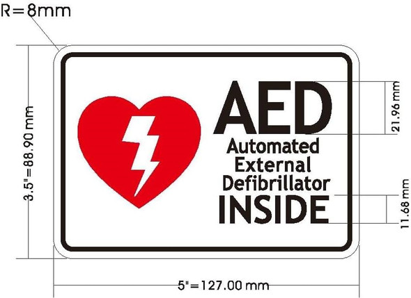 Signage  AED AUTOMATED EXTERNAL DEFIBRILLATOR INSIDE sticker decal