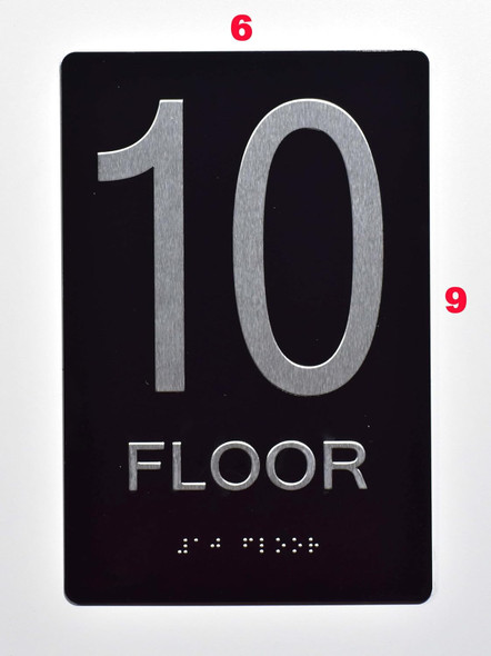 Black Floor number  -Tactile Graphics Grade 2 Braille Text with raised letters Sign