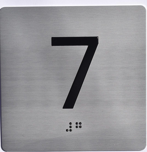 Elevator JAMB Plate with Braille - Elevator Floor Number Brush SILVER