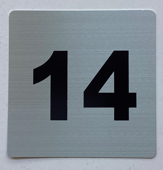 Apartment number 14 sign