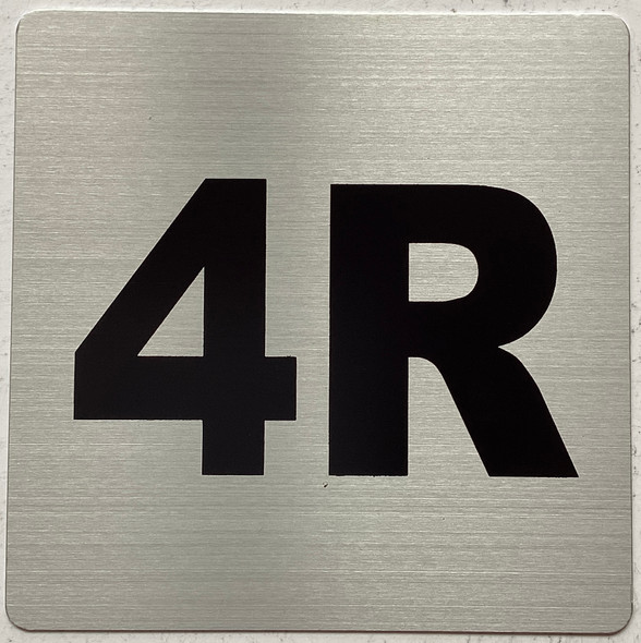 Apartment number 4R sign