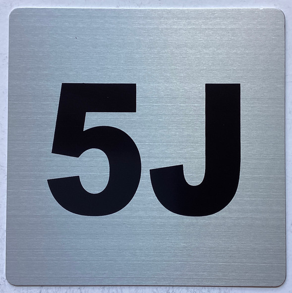 Apartment number 5J sign
