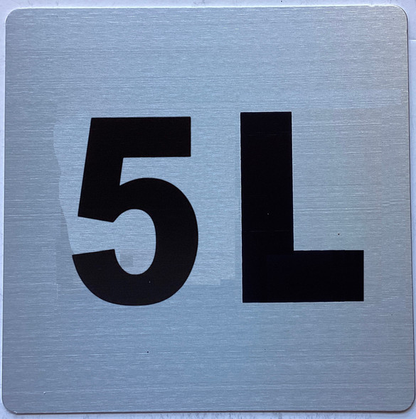 Apartment number 5L sign