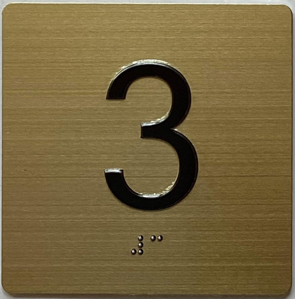 3RD FLOOR Elevator Jamb Plate sign With Braille and raised number-Elevator FLOOR 3 number sign  - The sensation line