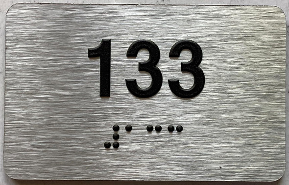 Sign Apartment number  - Unit number  / Suite number  comes with Raised letters & Grade 2 Braille - Includes Red Adhesive pad for Easy Installation - The park Ave Line (Apt 133)