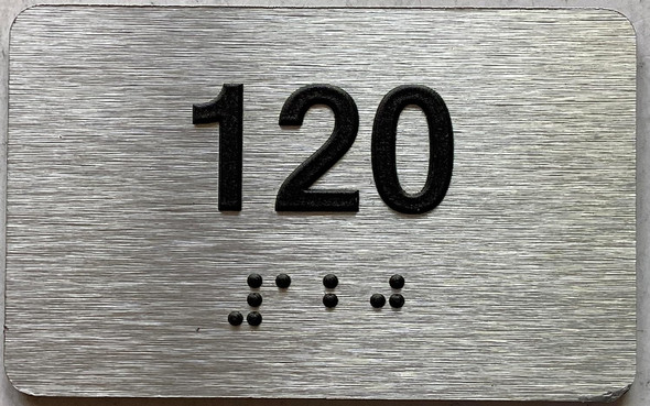 Sign Apartment number  - Unit number  / Suite number  comes with Raised letters & Grade 2 Braille - Includes Red Adhesive pad for Easy Installation - The park Ave Line (Apt 120)