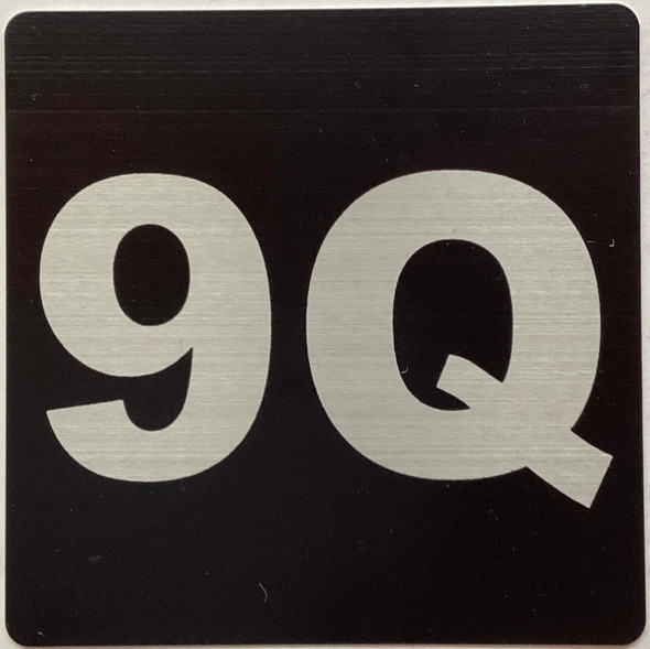 Sign Apartment number 9Q  - UNIT NUMBER 9Q /SUITE 9Q  (BLACK, DOUBLE SIDED TAPE) -Broadway Line