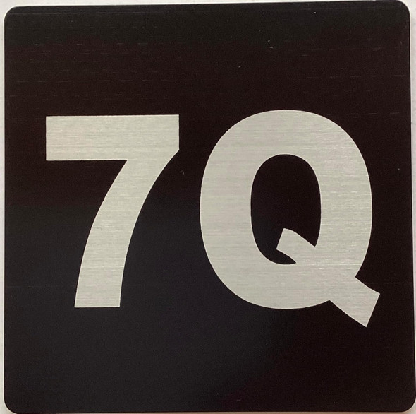 Sign Apartment number 7Q  - UNIT NUMBER 7Q /SUITE 7Q  (BLACK, DOUBLE SIDED TAPE) -Broadway Line