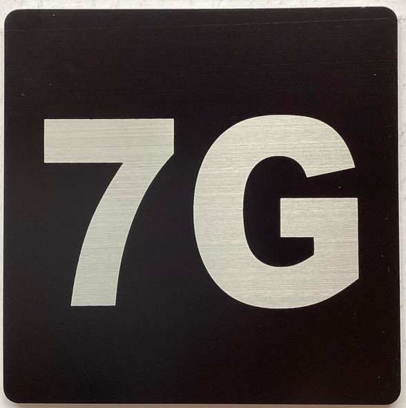 Sign Apartment number 7G  - UNIT NUMBER 7G /SUITE 7G  (BLACK, DOUBLE SIDED TAPE) -Broadway Line