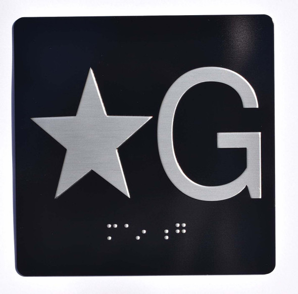 Sign Elevator JAMB Plate with Braille - Elevator Floor Number Brush BLACK