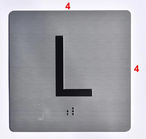 Elevator JAMB Plate with Braille - Elevator Floor Number Brush SILVER