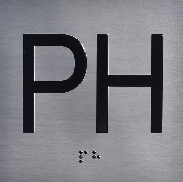 Elevator JAMB Plate with Braille - Elevator Floor Number Brush SILVER Sign