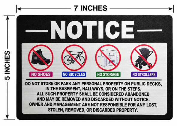 No Storage in Hallway Sign
