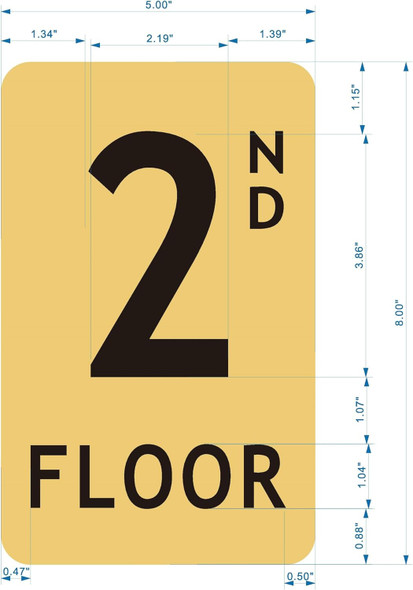 Sign GOLD FLOOR NUMBER , aluminium, Size inch The Gold Mountain Line (2ND)