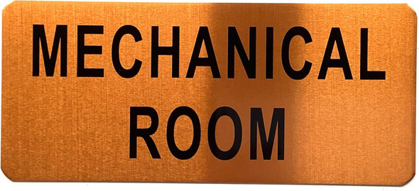 Sign MECHANICAL ROOM  (Gold color, aluminium)- The Gold Mountain Line