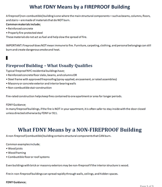 NYC FIREPROOF vs. NON-FIREPROOF BUILDINGS (pdf file)