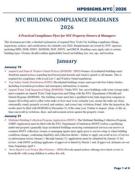 hpd deadline calender