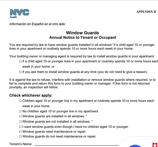 2026 Window Guards annual notice hpd nyc (dedline return Feb 2026 ,pdf)