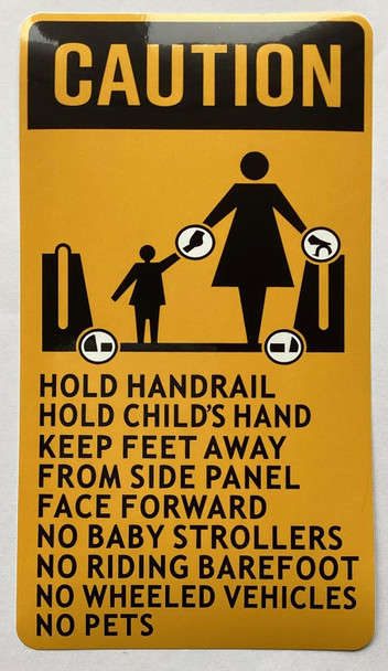 ESCALATOR RULE STICKER SIGN