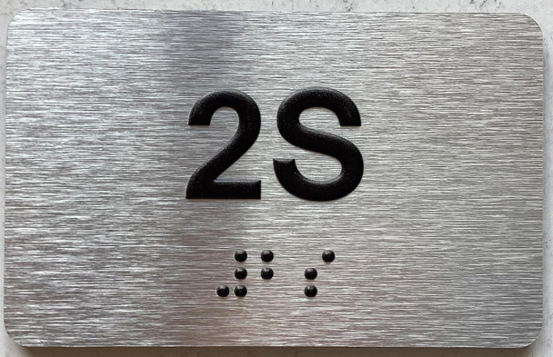 APT NUMBER 2S SIGN-UNIT NUMBER SIGN WITH RAISED LETTERS