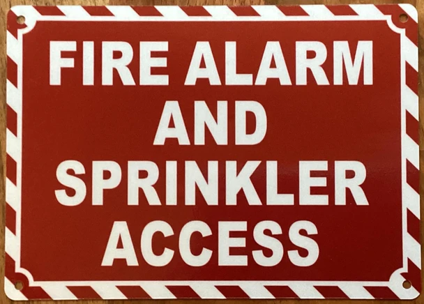 FIRE ALARM AND SPRINKLER ACCESS SIGN -ZEBRA LINE