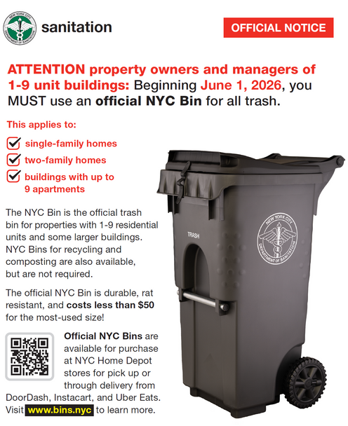 NYC Official Bin Requirement for Residential Buildings (1–9 Units) PDF FILE
