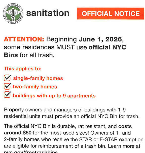 Letter got from NYC -NYC Official Trash Bin Rule Effective June 1, 2026 + Our flyer ( PDF FILE)