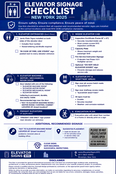 Elevator Signage Checklist: Essential Signs Every Building Owner Should Install  (pdf)