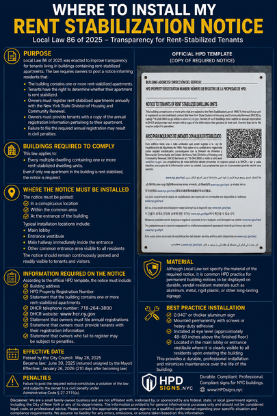 Rent stabilization notice installation guide and Local Law 86 of 2025     (pdf)