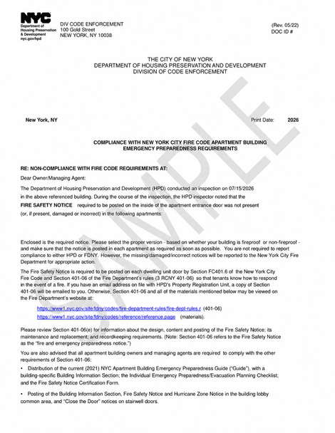 Got this hpd letter for fire safety notice . what to do ?  (pdf , 2026 violation)