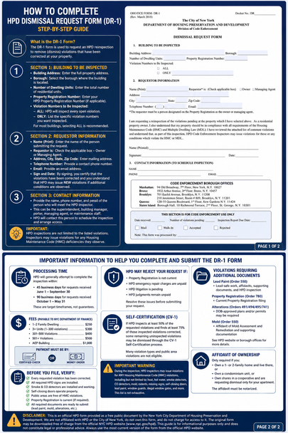 hpd Dismissal-Request-Form-how to fill up nyc