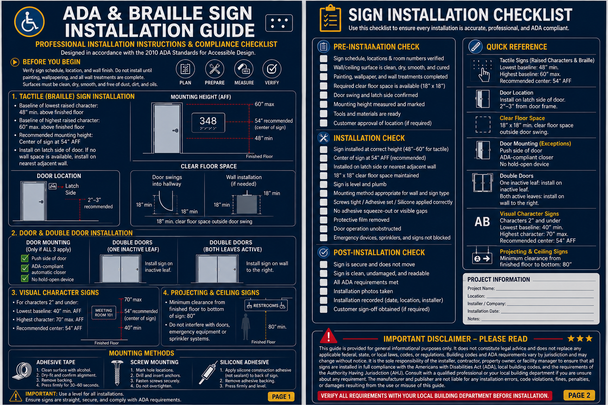 ADA & Braille Sign Installation Guide | Mounting Instructions & Checklist (pdf)