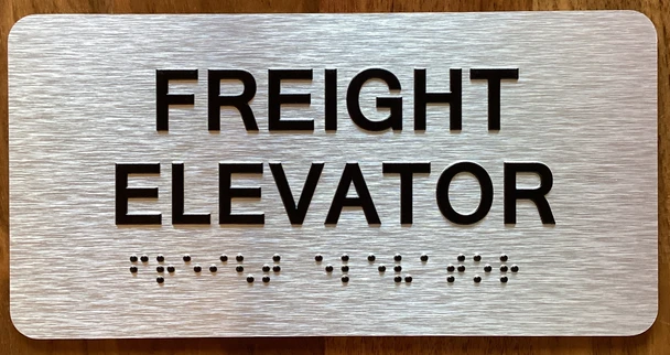 Freight Elevator Sign with Raised Letters & Grade 2 Sign