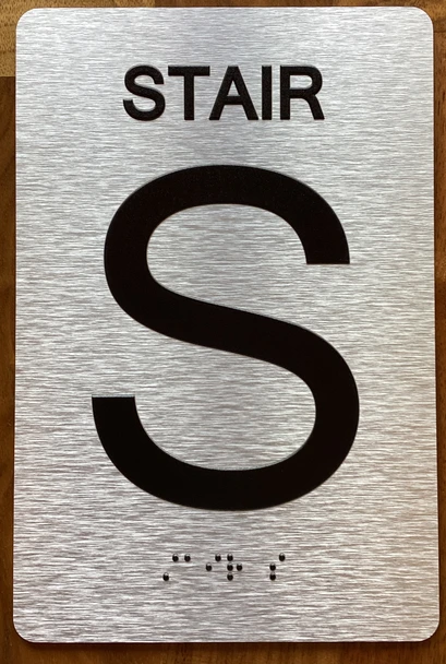 Stair S Sign with Raised Letters & Grade 2 Sign