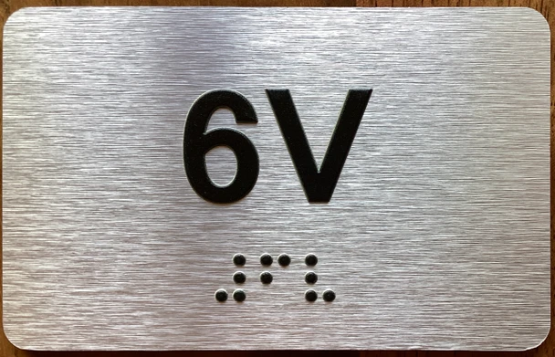 Apartment Number 6V Sign