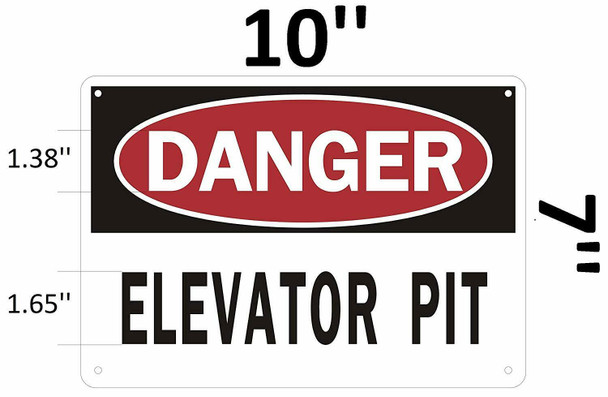 Danger Elevator Pit  (Aluminium Reflective, White)