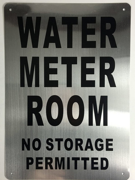 Water Meter Room  (Brushed Aluminium,) Potere d'argento Line Ada Sign