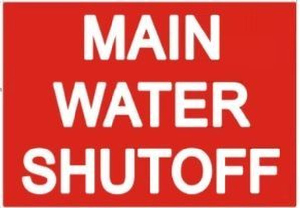 Main Water Shut-Off Sticker