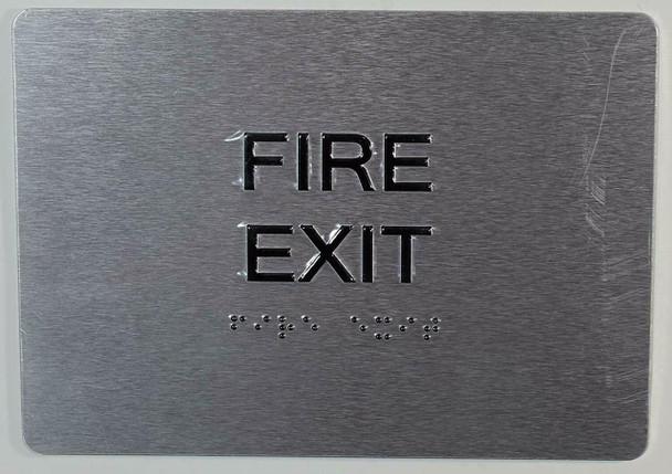 FIRE EXIT Sign with Tactile Text and Braille Sign Ada Sign