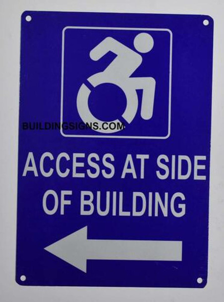 Access at Side of Building Left Arrow -The Pour Tous Blue LINE